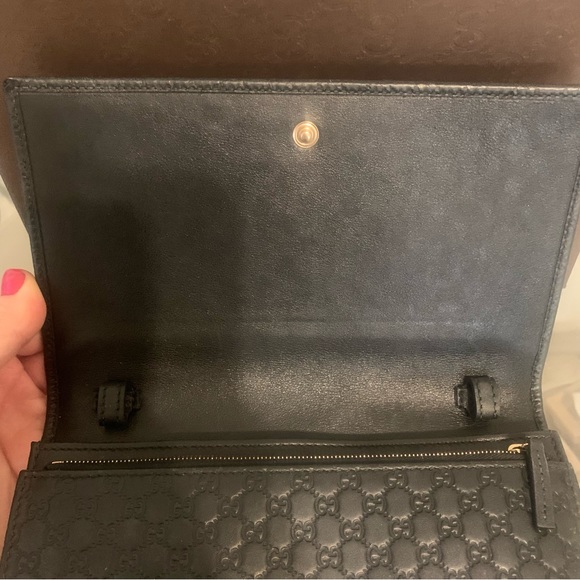 Authentic Gucci Microgussima Monogram Logo Soft Margaux Leather Trifold Wallet - Picture 7 of 15